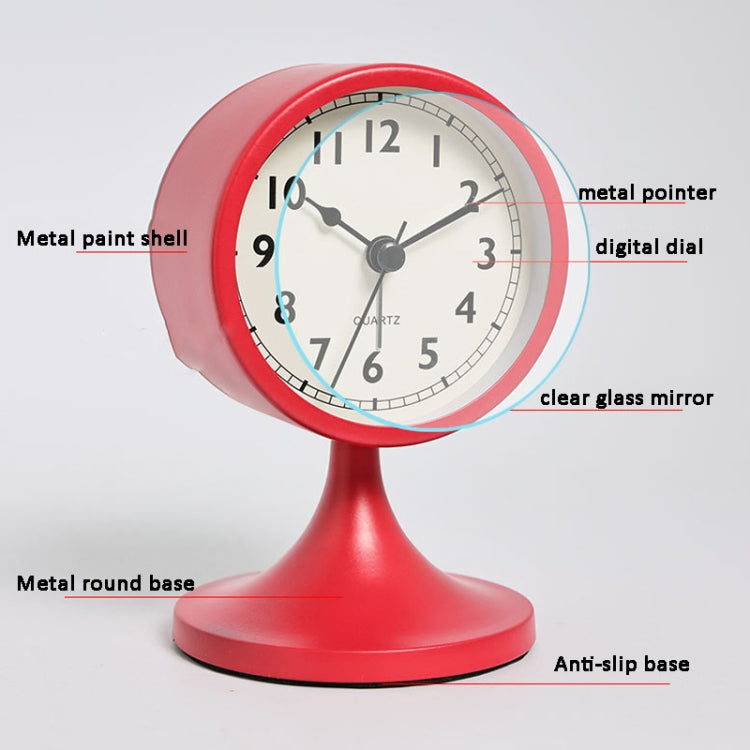 Metal Retro Silent Table Alarm Clock Student Bedside Clock With Night Light(Black) - free shipping - PMc TechLife - Order now!