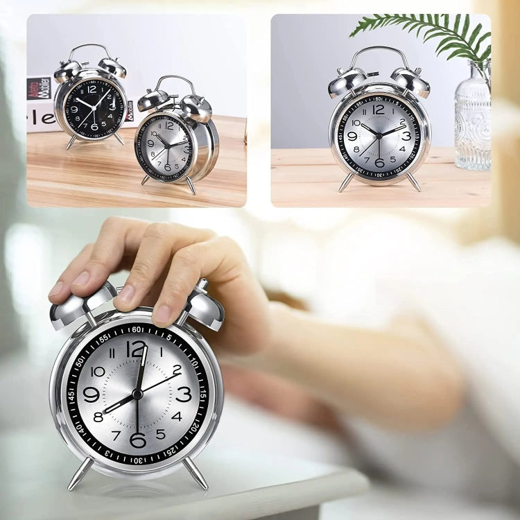 4.5 Inch Electroplated Metal Ring Bell Alarm Clock Quartz Clock With Night Light ?, Style: Blue - Novelty Clock by PMc TechLife | Online Shopping South Africa | PMc TechLife | Buy Now Pay Later Mobicred