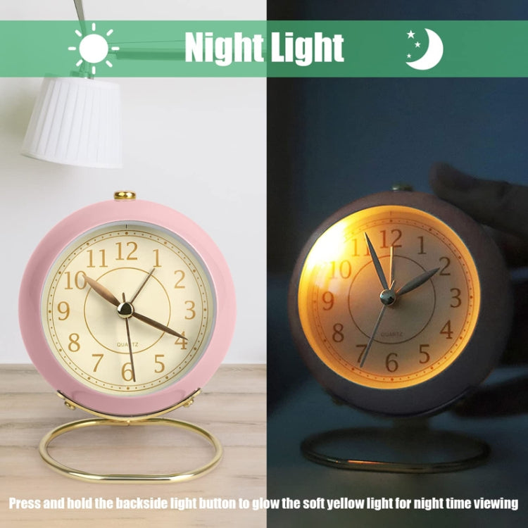 Round Metal Clock Silent Children Electronic Alarm Clock with Light(Green) - Novelty Clock by PMc TechLife | Online Shopping South Africa | PMc TechLife | Buy Now Pay Later Mobicred