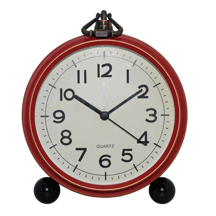 Retro Iron Alarm Clock Simple Desktop Quartz Clock, Style: Dark Red - free shipping - PMc TechLife - Order now!