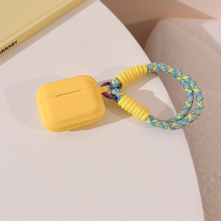 For AirPods 3 Dopamine Contrast Color Silicone Earphone Cover With Hand Strap(Yellow) - For AirPods 3 by PMC Jewellery | Online Shopping South Africa | PMC Jewellery | Buy Now Pay Later Mobicred