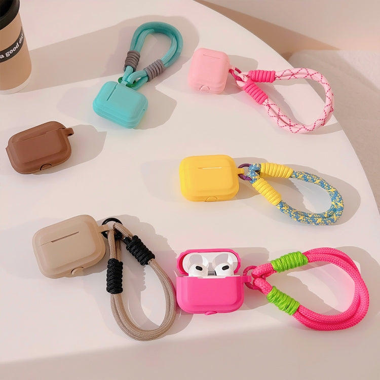 For AirPods 3 Dopamine Contrast Color Silicone Earphone Cover With Hand Strap(Green) - For AirPods 3 by PMC Jewellery | Online Shopping South Africa | PMC Jewellery | Buy Now Pay Later Mobicred