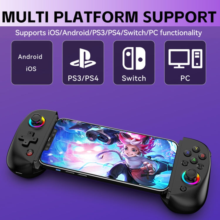 D8 Mobile Phone Stretch Band Light Gamepad Dual Hall Wireless Bluetooth Somatic Vibration Grip for PC / Android / IOS / Tablet / PS3 / PS4 / Switch, Color: Black - Gamepads by PMC TechLife | Online Shopping South Africa | PMC TechLife | Buy Now Pay Later Mobicred