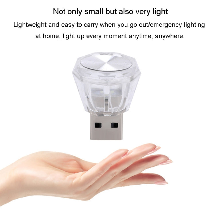 Car Diamond Model USB Ambient Light Charge-Free Plug And Play LED Decorative Lights(White Light) - Atmosphere lights by PMC TechLife | Online Shopping South Africa | PMC TechLife | Buy Now Pay Later Mobicred