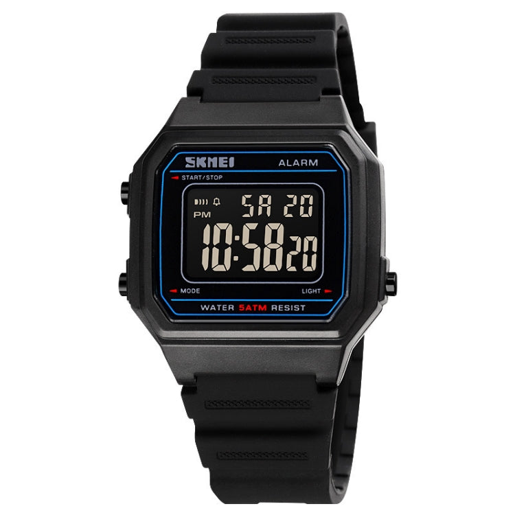 SKMEI 1698 50m Waterproof Multifunctional Sports Square Pin Buckle Luminous Digital Watch(Black Black) - free shipping - PMC TechLife - Order now!