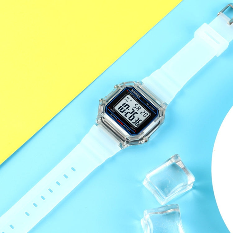 SKMEI 1698 50m Waterproof Multifunctional Sports Square Pin Buckle Luminous Digital Watch(Transparent) - free shipping - PMC TechLife - Order now!