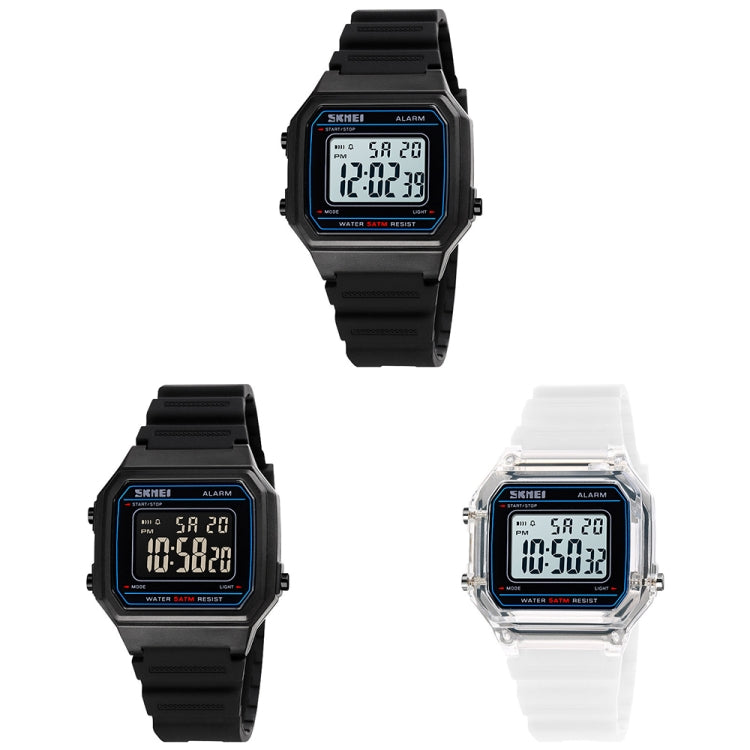 SKMEI 1698 50m Waterproof Multifunctional Sports Square Pin Buckle Luminous Digital Watch(Black White) - free shipping - PMC TechLife - Order now!
