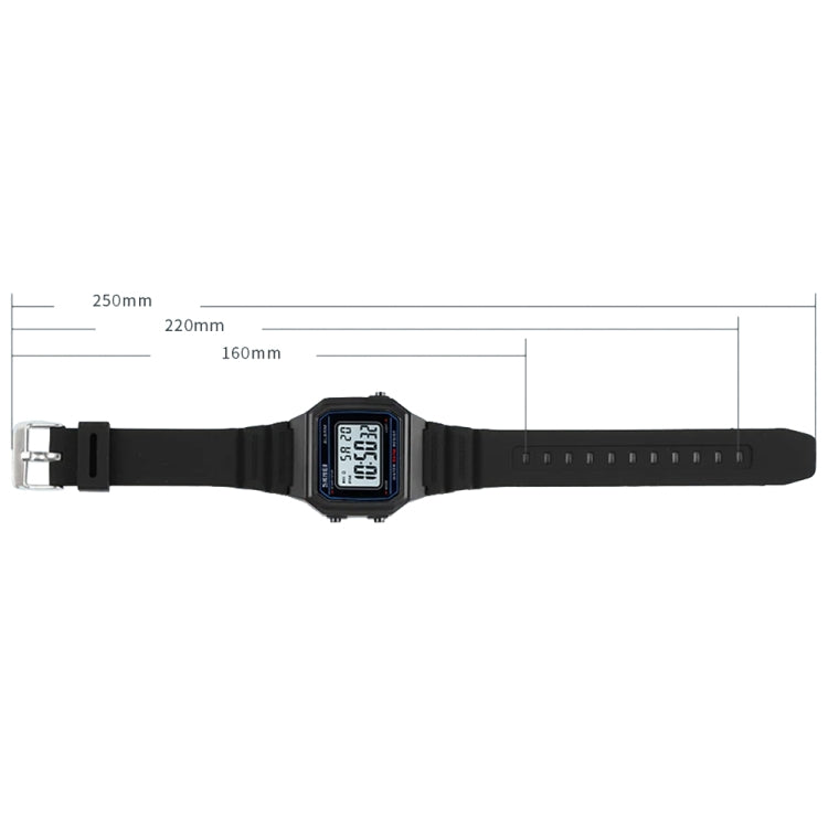 SKMEI 1698 50m Waterproof Multifunctional Sports Square Pin Buckle Luminous Digital Watch(Black Black) - free shipping - PMC TechLife - Order now!
