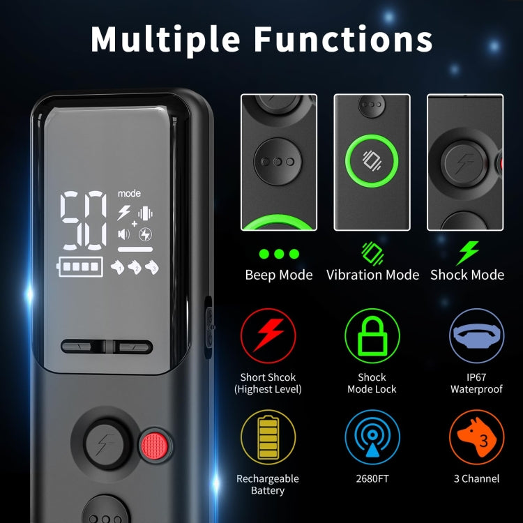 Ordinary Screen Remote Control Pet Electric Shock Circular Dog Trainer(Black) - Training Aids by PMC TechLife | Online Shopping South Africa | PMC TechLife | Buy Now Pay Later Mobicred