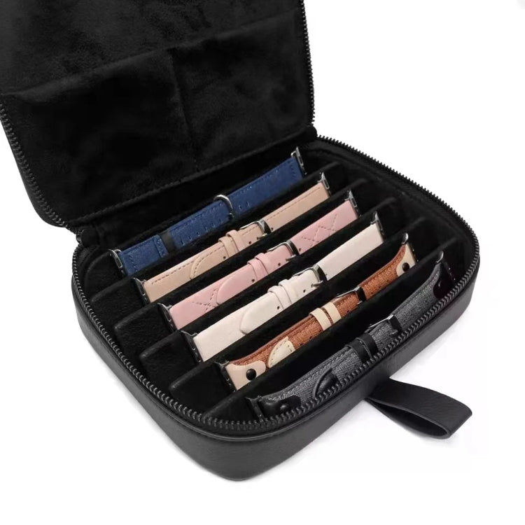 PU Leather Watch Strap Organizer Box For Apple Watch Band  Travel Storage Case(Black) - Others by PMC TechLife | Online Shopping South Africa | PMC TechLife