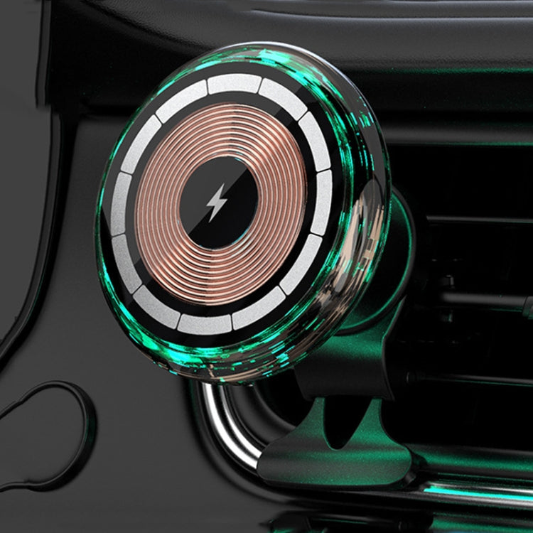 For iPhone Magsafe Magnetic Car Wireless Charger Phone Holder Light Emitting Wireless Charger, Style: Ice Blue Breathe Light - Wireless Charger Holders by PMC TechLife | Online Shopping South Africa | PMC TechLife | Buy Now Pay Later Mobicred