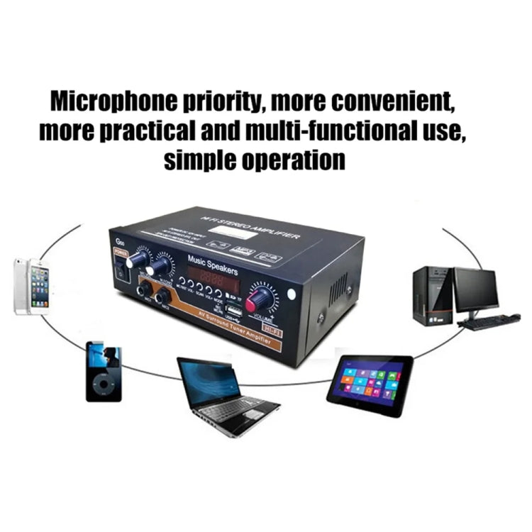 Bluetooth Built-in Recording Microphone USB Flash Drive Digital Dual-purpose Power Amplifier(US Plug 110V) - Car Amplifiers by PMC TechLife | Online Shopping South Africa | PMC TechLife | Buy Now Pay Later Mobicred