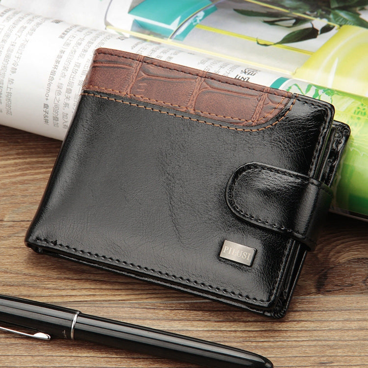 Baellerry M1078 Splicing Leather Casual Men Wallet With Buckle Multi-Card Slot Coin Purse(Black) - free shipping - PMC TechLife - Order now!