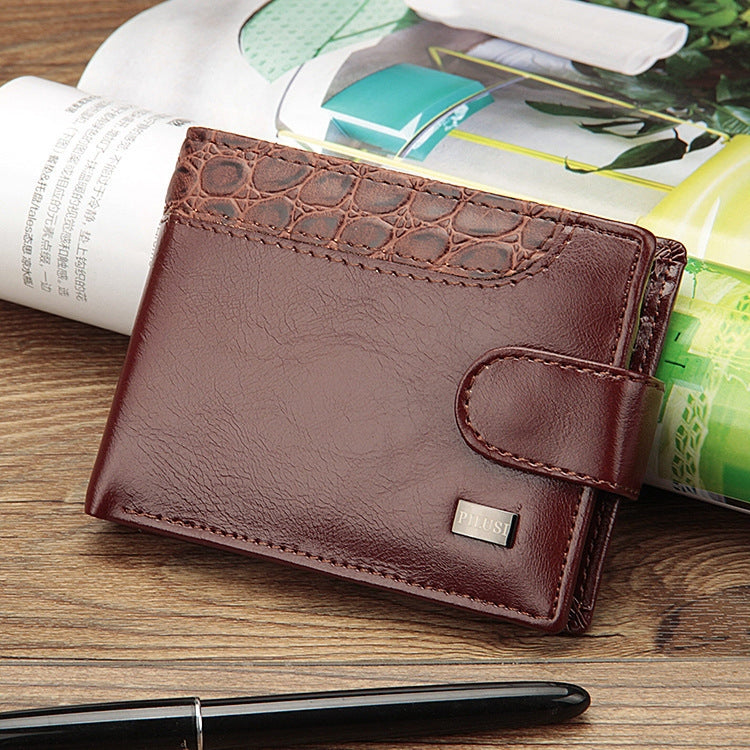 Baellerry M1078 Splicing Leather Casual Men Wallet With Buckle Multi-Card Slot Coin Purse(Brown) - Wallets by Baellerry | Online Shopping South Africa | PMC TechLife | Buy Now Pay Later Mobicred