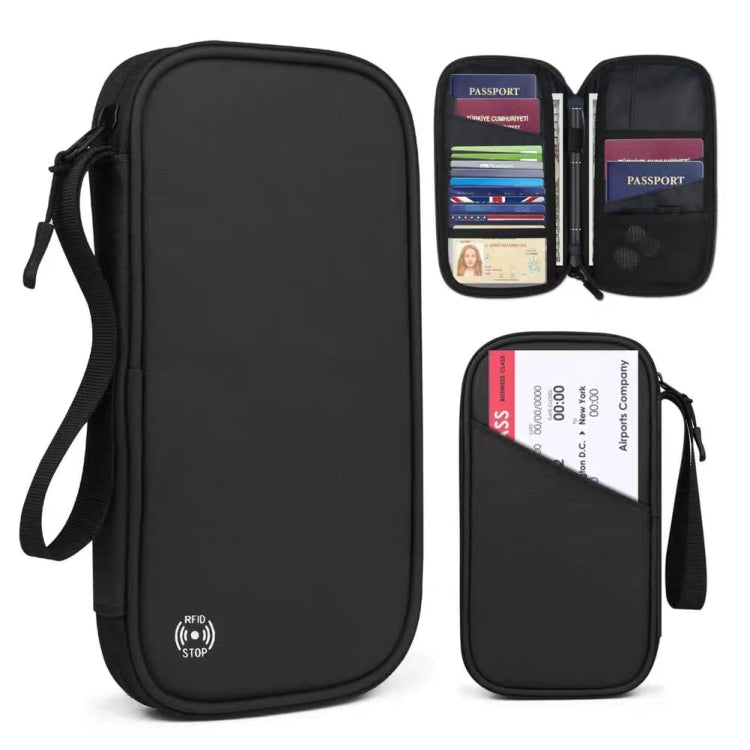 RFID Anti-Theft Certificate Storage Package Oxford Cloth Handheld Travel Passport Card Bag(Black) - Antimagnetic RFID Package by PMC TechLife | Online Shopping South Africa | PMC TechLife
