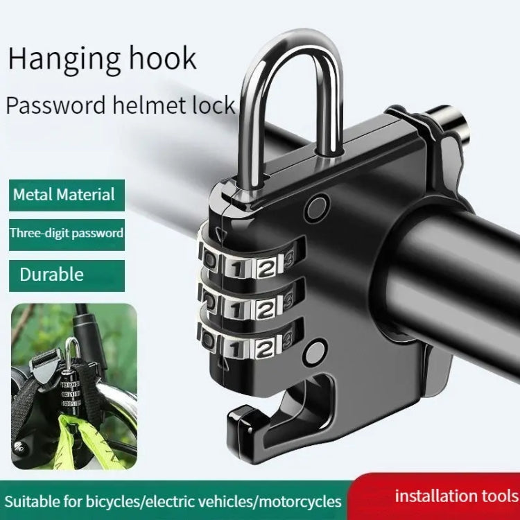 Motorcycle Helmet Anti-Theft Lock Fixed Helmet Combination Padlock, Color: Black - Theft Protection by PMC TechLife | Online Shopping South Africa | PMC TechLife | Buy Now Pay Later Mobicred