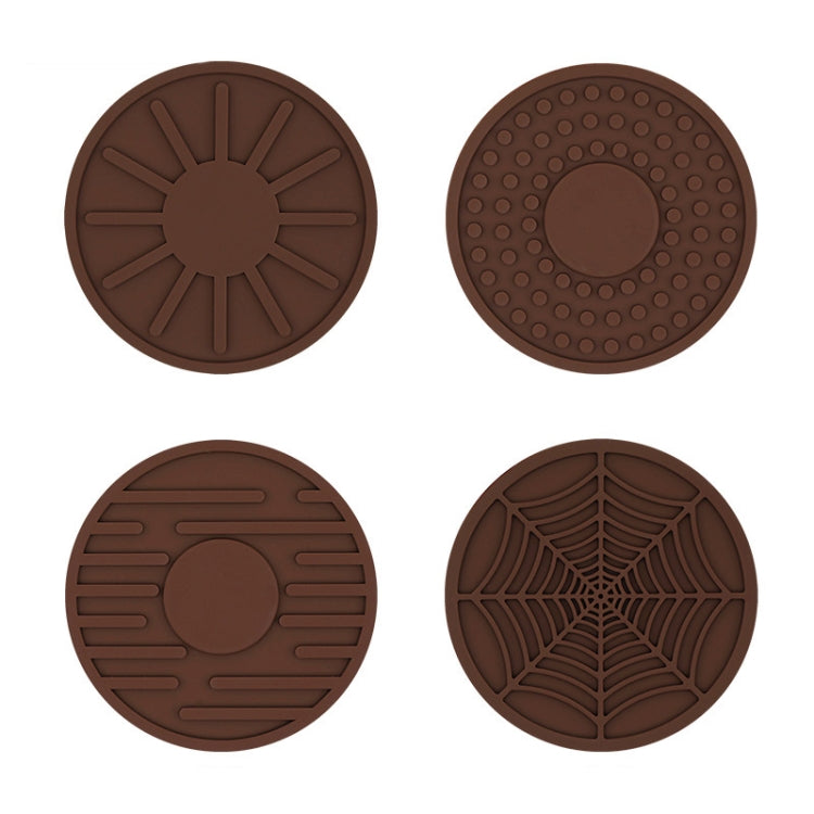 4pcs/set 6.8x0.3cm Car Anti-slip Silicone Water Coaster Storage Interior, Color: Brown - Car Drink Holders by PMC TechLife | Online Shopping South Africa | PMC TechLife | Buy Now Pay Later Mobicred