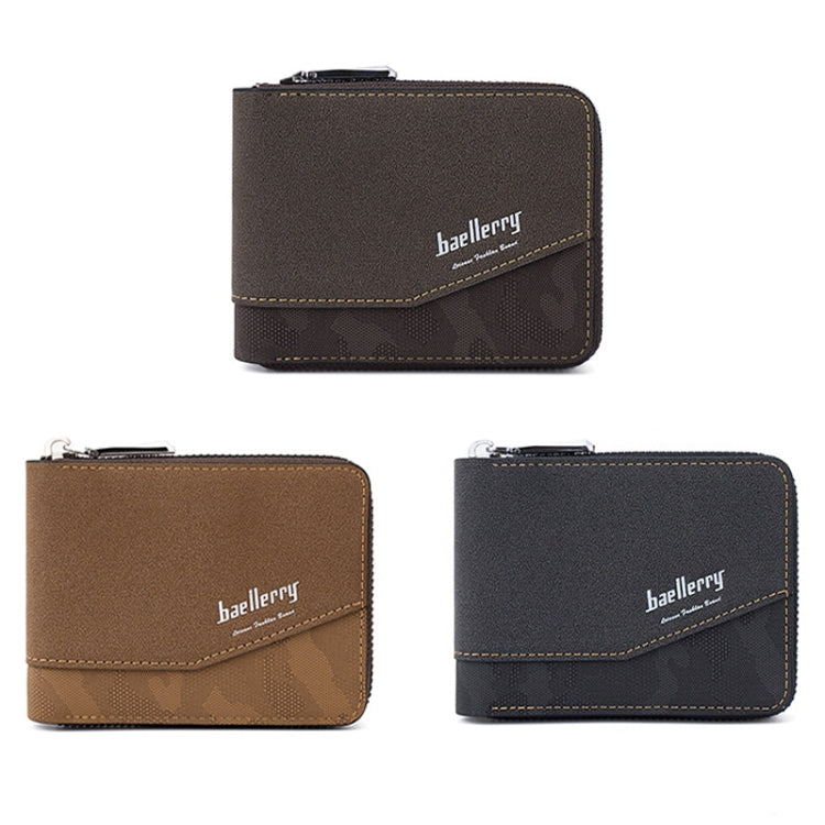 Baellerry D5106 RFID Anti-theft Retro Zipper Wallet Spliced Short Coin Purse(Coffee) - Antimagnetic RFID Package by Baellerry | Online Shopping South Africa | PMC TechLife | Buy Now Pay Later Mobicred
