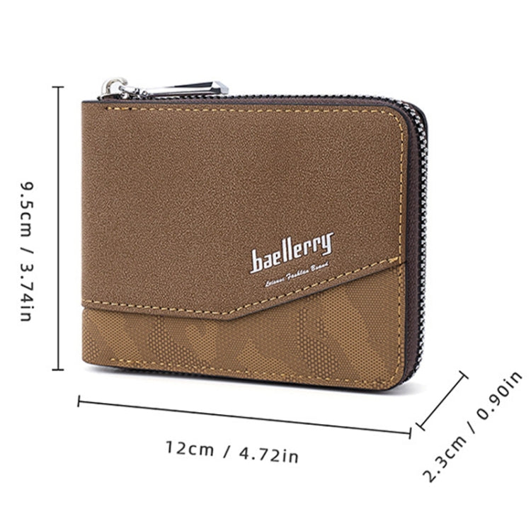 Baellerry D5106 RFID Anti-theft Retro Zipper Wallet Spliced Short Coin Purse(Light Brown) - free shipping - PMC TechLife - Order now!