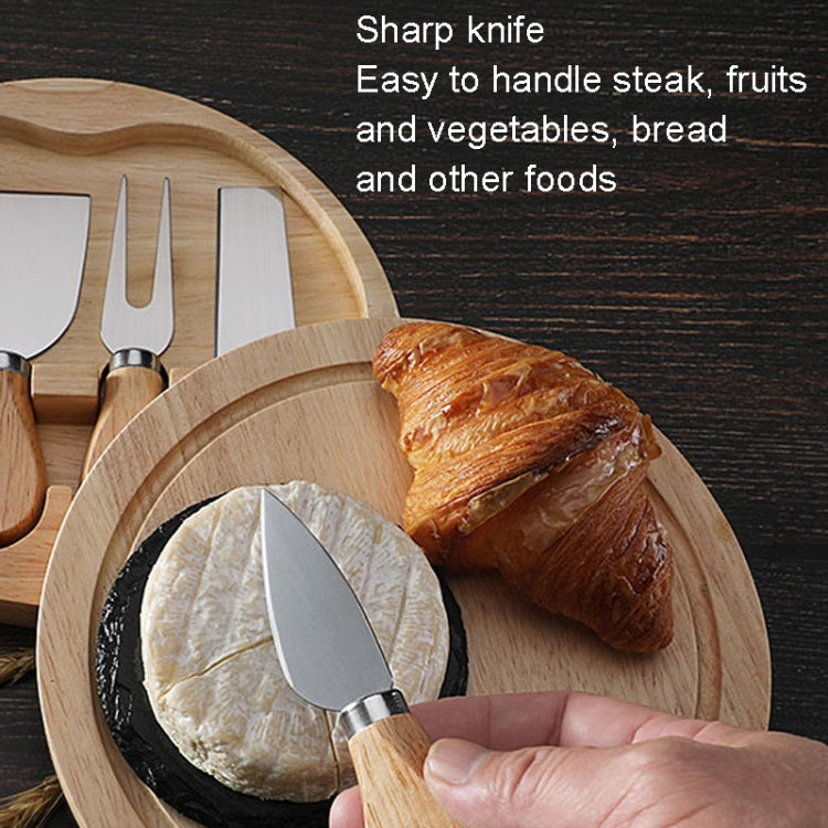 4pcs /Set Round Oak Box Cheese Knife Spatula Stainless Steel Cheese Tools Cutlery, Color: Gold - Baking Pastry Tools by PMC TechLife | Online Shopping South Africa | PMC TechLife