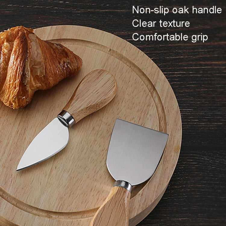 4pcs /Set Round Oak Box Cheese Knife Spatula Stainless Steel Cheese Tools Cutlery, Color: Gold - Baking Pastry Tools by PMC TechLife | Online Shopping South Africa | PMC TechLife