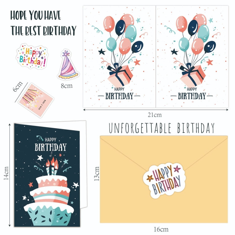 50pcs /Set Happy Birthday Greeting Card With Envelopes And Stickers Set - Cards & Invitations by PMC TechLife | Online Shopping South Africa | PMC TechLife