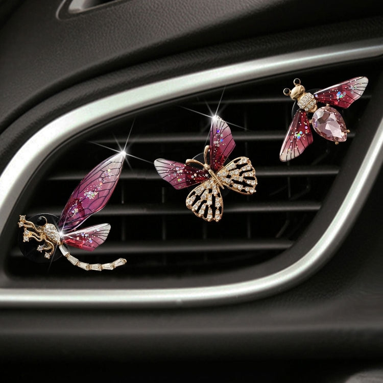 3pcs/set Metal Butterfly Dragonfly Bee Car Air Vent Aromatherapy Decorative Clip(Rose Red) - Air Freshener by PMC TechLife | Online Shopping South Africa | PMC TechLife | Buy Now Pay Later Mobicred