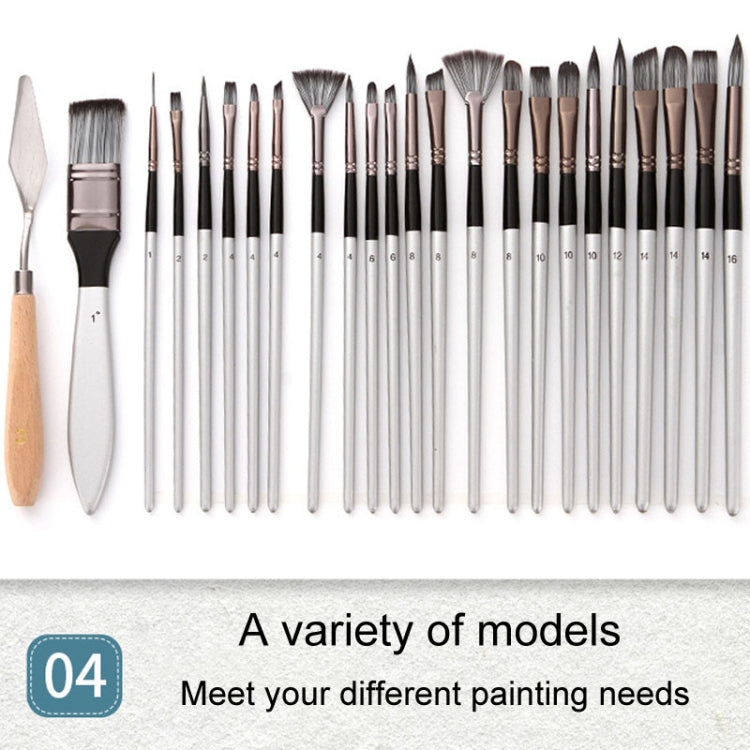 ZHU TING 24pcs /Set Nylon Bristle Paintbrush Set Painting Watercolor Brushes With Cloth Bag(White Rod) - free shipping - PMC TechLife - Order now!