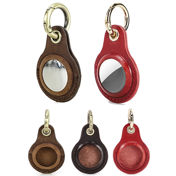 For Airtag CONTACTS FAMILY CF1139 First-layer Cowhide Tracker Protective Case Pet Locator Leather Case(Red) - Key Chain Series by CONTACTS FAMILY | Online Shopping South Africa | PMc TechLife | Buy Now Pay Later Mobicred