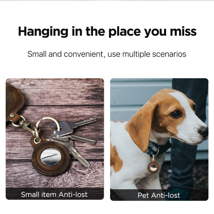 For Airtag CONTACTS FAMILY CF1139 First-layer Cowhide Tracker Protective Case Pet Locator Leather Case(Red) - Key Chain Series by CONTACTS FAMILY | Online Shopping South Africa | PMc TechLife | Buy Now Pay Later Mobicred