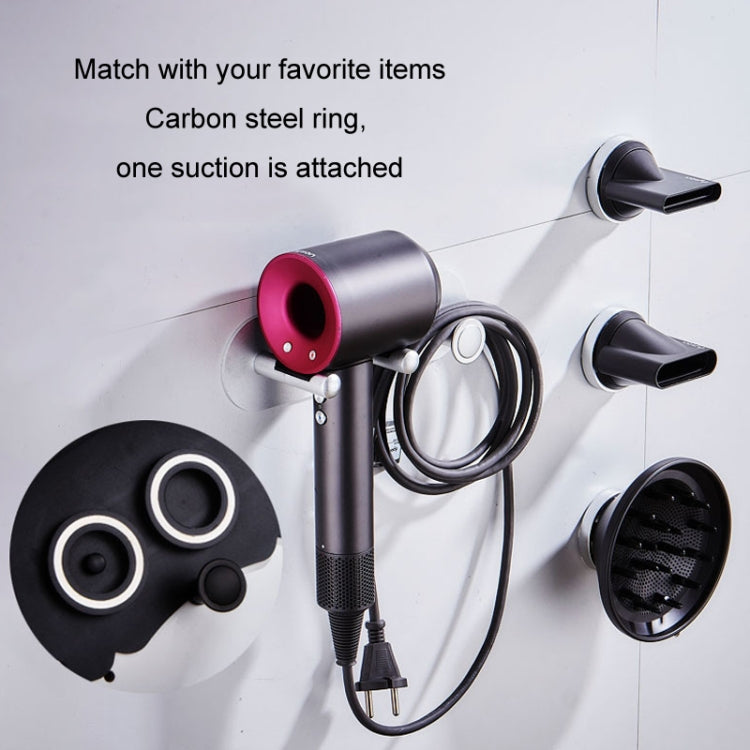 Wall Mounted Hair Dryer Holder Hole-Free Bathroom Space Aluminum Multifunctional Shelf, Style: Small With 2 Loops Black - Shelves by PMC TechLife | Online Shopping South Africa | PMC TechLife