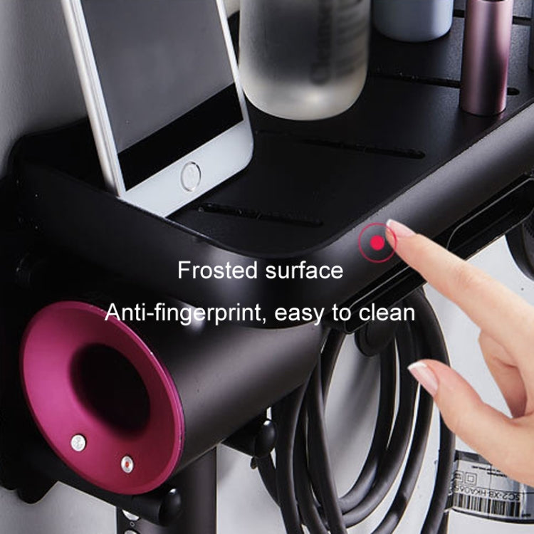 Wall Mounted Hair Dryer Holder Hole-Free Bathroom Space Aluminum Multifunctional Shelf, Style: Small Black - Shelves by PMC TechLife | Online Shopping South Africa | PMC TechLife