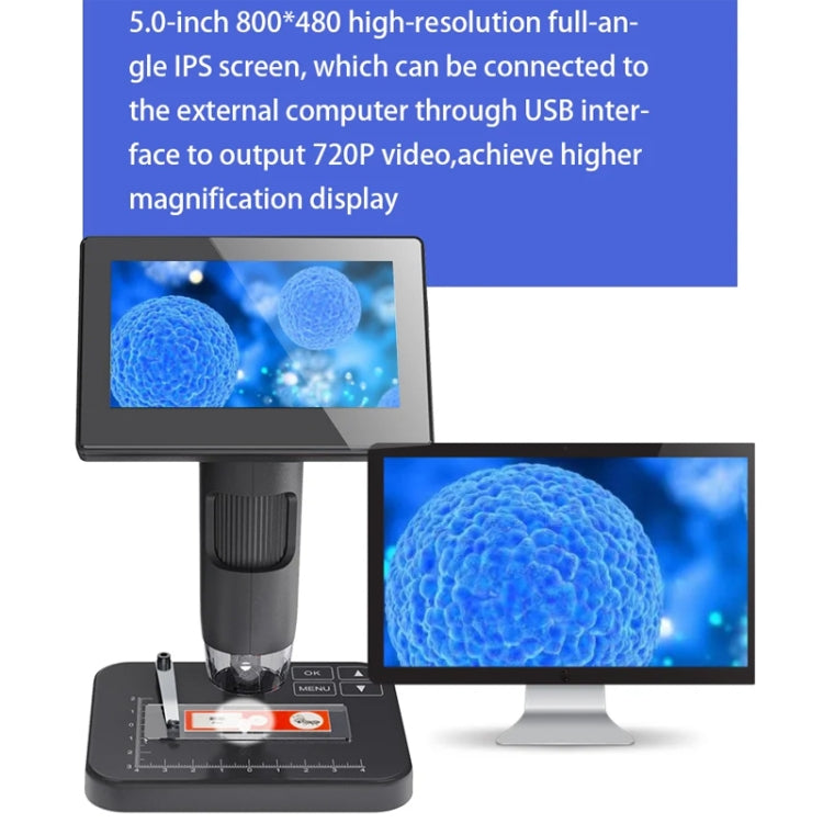 HD Electronic Digital Microscope 5 Inch Screen Touch Key 8000X Biological Cell Electronic Magnifying Glass - free shipping - PMC TechLife - Order now!