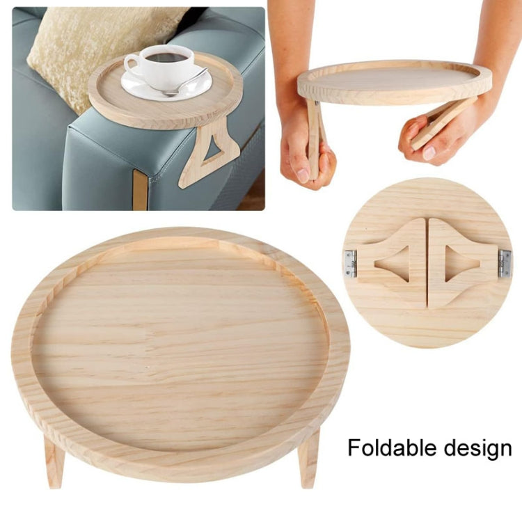 25cm Foldable Sofa Round Tray Home Couch Armrest Pallet, Style: Bamboo - Shelf & Hooks by PMc TechLife | Online Shopping South Africa | PMc TechLife | Buy Now Pay Later Mobicred