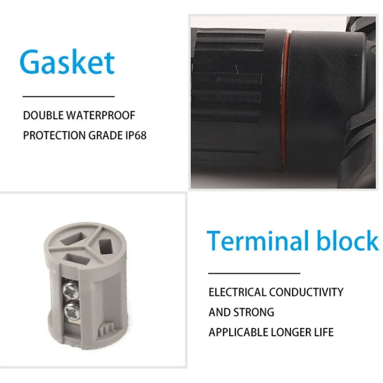 Outdoor T-Wire Terminal Block Three Pole Male And Female Docking Waterproof Connector(Black) - Connector & Plug by PMC TechLife | Online Shopping South Africa | PMC TechLife | Buy Now Pay Later Mobicred