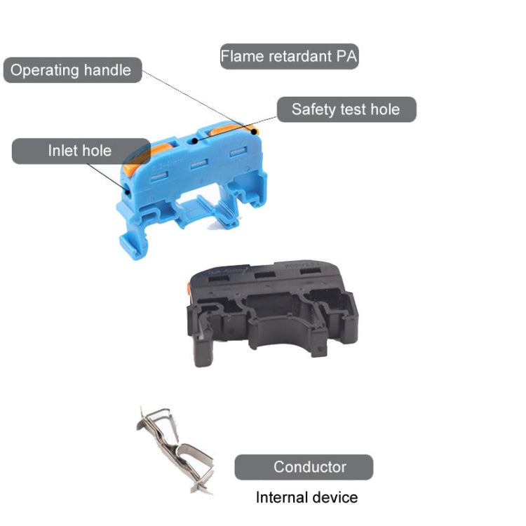 10pcs Guide Rail Type Replacement UK Quick Terminal Block 1 Input 1 Output(Blue) - free shipping - PMc TechLife - Order now!
