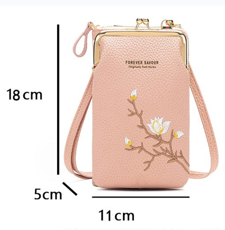 Mini Embroidered Single-shoulder Phone Bag Crossbody Long Ladies Wallet, Color: Gray - Single-shoulder Bags by PMC TechLife | Online Shopping South Africa | PMC TechLife