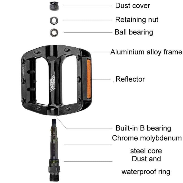 ENLEE M504 1pair Bicycle Aluminum Ball Pedals Recreational Pedals With Reflectors(Black) - Pedals by ENLEE | Online Shopping South Africa | PMc TechLife | Buy Now Pay Later Mobicred