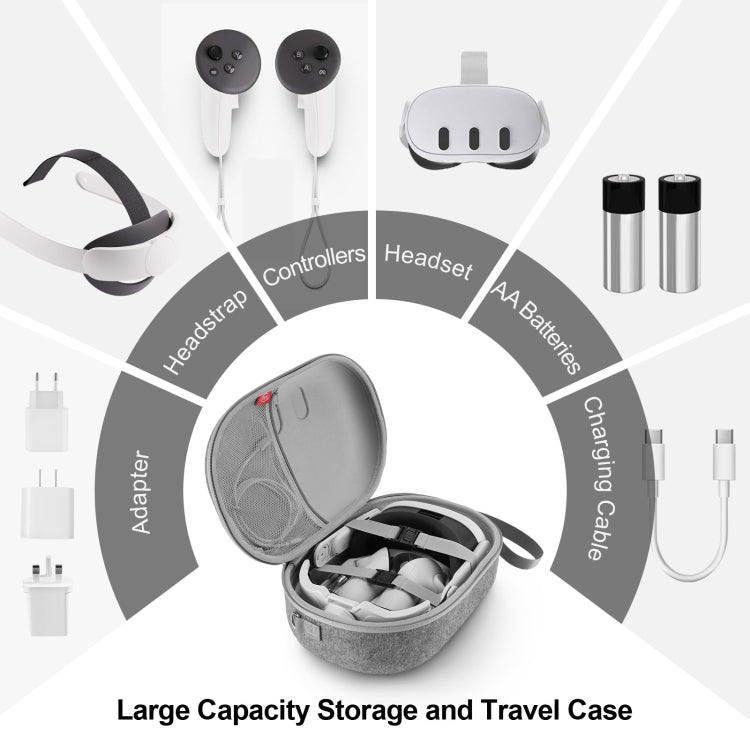 JYS-MQ018 For Apple Vision Pro / Meta Quest 3 VR Glasses Storage Bag Anti-fall and Anti-scrape Portable Bag(Grey) - VR Accessories by JYS | Online Shopping South Africa | PMC TechLife | Buy Now Pay Later Mobicred