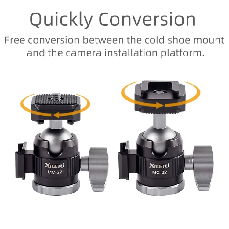 XILETU  MC-22 Mini Tripod Ball Head Double Cold Shoe Design With 1/4 Inch Screw - free shipping - PMC TechLife - Order now!