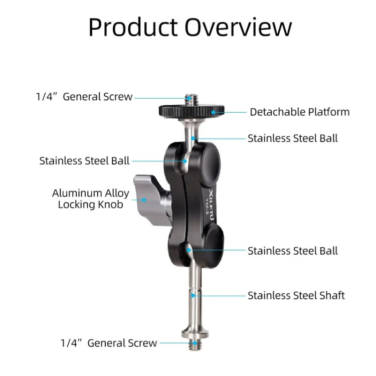 XILETU  TM Series Magic Arm With Dual Ballhead Camera Video Monitor Mount Adapter TM-4 - Camera Gimbal by PMC TechLife | Online Shopping South Africa | PMC TechLife | Buy Now Pay Later Mobicred