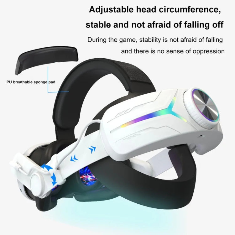 For Meta Quest 3 USB Rechargeable RGB Lighting Effect Adjustable Foldable Headset(Black) - VR Accessories by PMC TechLife | Online Shopping South Africa | PMC TechLife | Buy Now Pay Later Mobicred