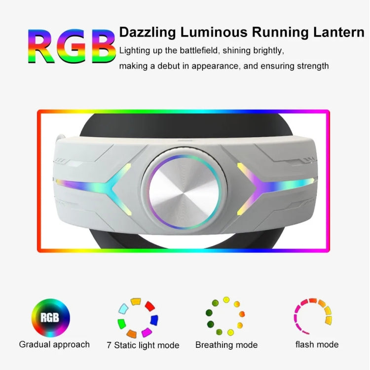 For Meta Quest 3 USB Rechargeable RGB Lighting Effect Adjustable Foldable Headset(Black) - VR Accessories by PMC TechLife | Online Shopping South Africa | PMC TechLife | Buy Now Pay Later Mobicred