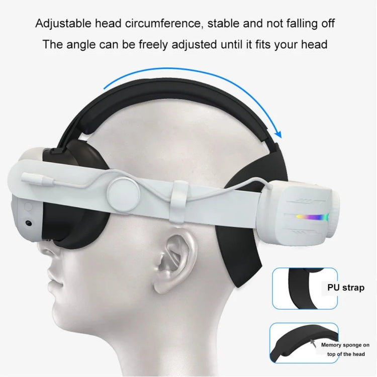 For Meta Quest 3 USB Rechargeable RGB Lighting Effect Adjustable Foldable Headset(Elite) - VR Accessories by PMC TechLife | Online Shopping South Africa | PMC TechLife | Buy Now Pay Later Mobicred