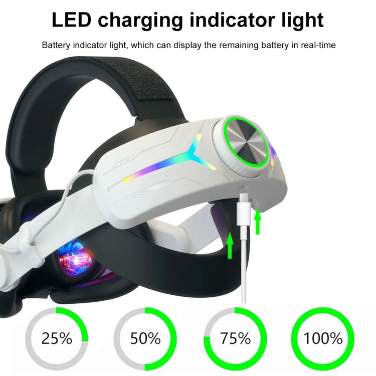 For Meta Quest 3 USB Rechargeable RGB Lighting Effect Adjustable Foldable Headset(White) - VR Accessories by PMC TechLife | Online Shopping South Africa | PMC TechLife