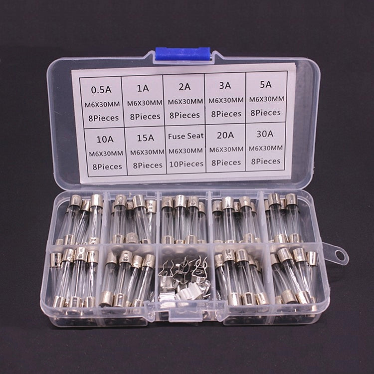 72pcs /Box 6x30mm Glass Fuse 0.5A-30A Insurance Pipe / - Fuse by PMC TechLife | Online Shopping South Africa | PMC TechLife