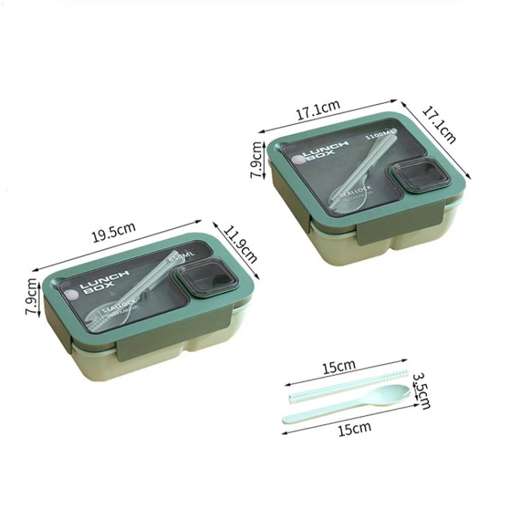 Rectangle Microwaveable Lunch Box Hermetic Bento Box with Spoon Chopsticks(Green) - free shipping - PMC TechLife - Order now!