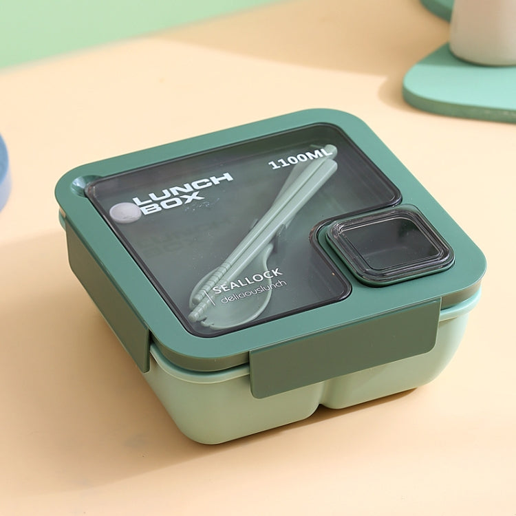 Square Microwaveable Lunch Box Hermetic Bento Box with Spoon Chopsticks(Green) - Cutlery Sets by PMC TechLife | Online Shopping South Africa | PMC TechLife