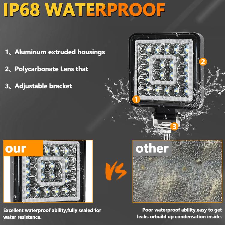 4 Inch Square Mixed Light Double-Circle Angel Eye Work Light(E10 1pair) - Work Lights by PMc TechLife | Online Shopping South Africa | PMc TechLife | Buy Now Pay Later Mobicred