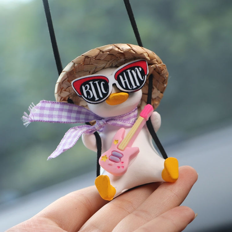 Car Cartoon Duck Rear View Mirror Interior Pendant(Drink Glasses Pink Hat Duck) - Ornaments by PMC TechLife | Online Shopping South Africa | PMC TechLife | Buy Now Pay Later Mobicred